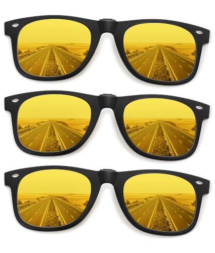 Polarized Clip On Sunglasses for Men Women (3pack-yellow-3)
