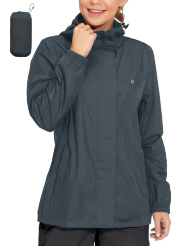 Women's Packable Waterproof Hooded Rain Jacket