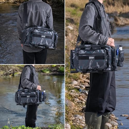 Fishing Tackle Bag with 2PCS 3700 Tackle Boxes (B1:Camo with 2 3700 Tackle Boxes / Medium)