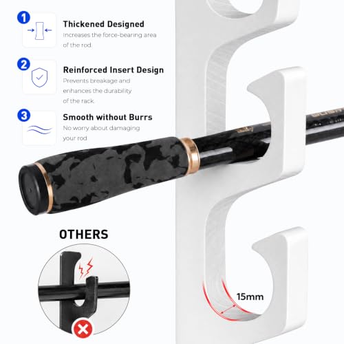 H5W Solid Wood Fishing Rod Holder (White / 1pack holds up 5 rods)