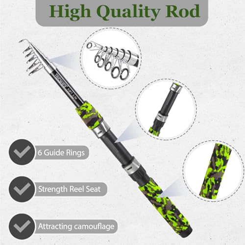 Fishing Rod and Reel Combo with Fishing Net (Blue / 6.9ft Spinning Combo)