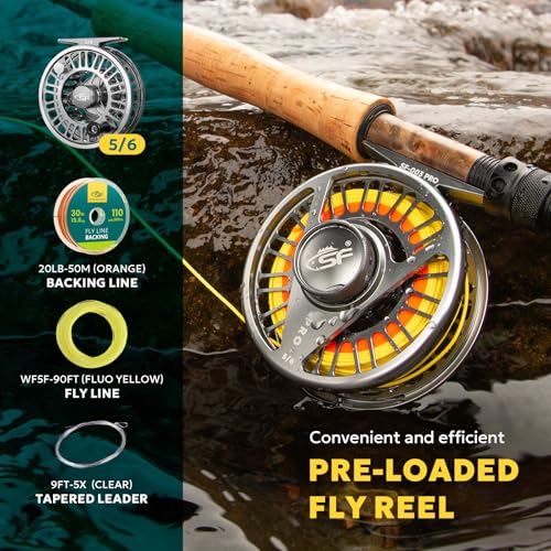 SF 003 Pro Fly Fishing Reel (Gunmetal Gray/Yellow / 5/6wt)