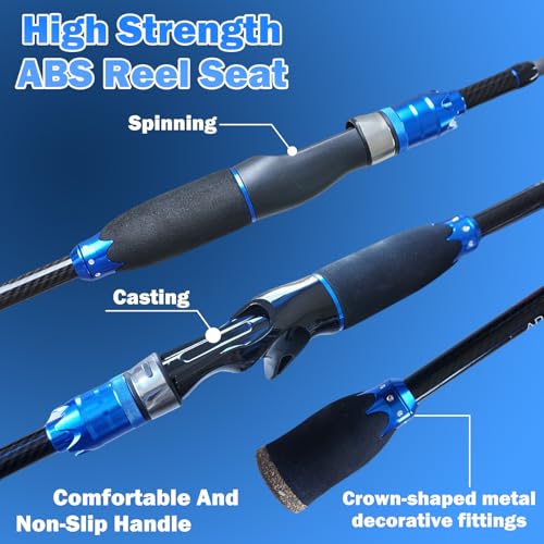 4 Piece Carbon Travel Fishing Rod (BLUE/black / C-BLUE-CAST7')