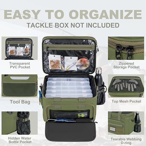 Fishing Tackle Bags (Olive Drab Green / S (Stores 6 Fishing Tackle Boxes))