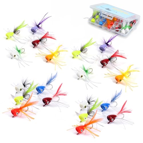 20Pcs Fly Fishing Popper Flies (20pcs Popper Flies Kit)