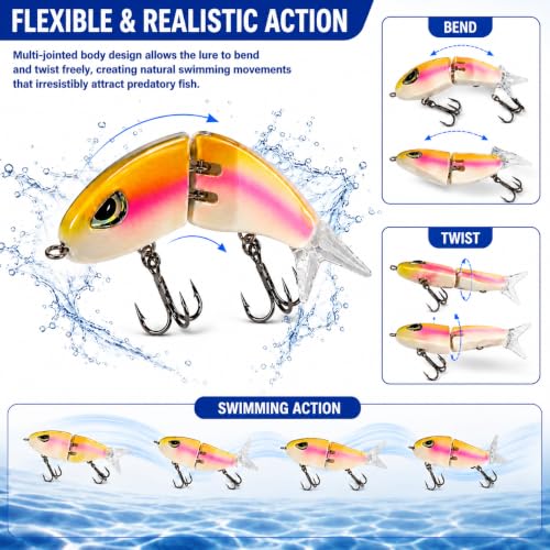 Glide Bait Fishing Lures Multi Jointed Swimbait with Slow Sinking Action (5pcs)