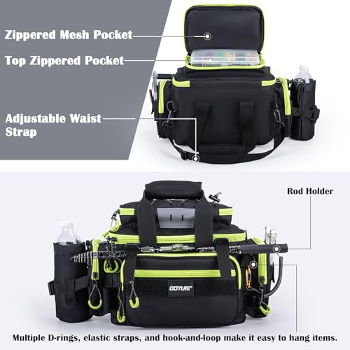 Fishing Tackle Bag with 4 3600 Tackle Boxes (C2:Black Green with 4 Tackle Boxes / Small)