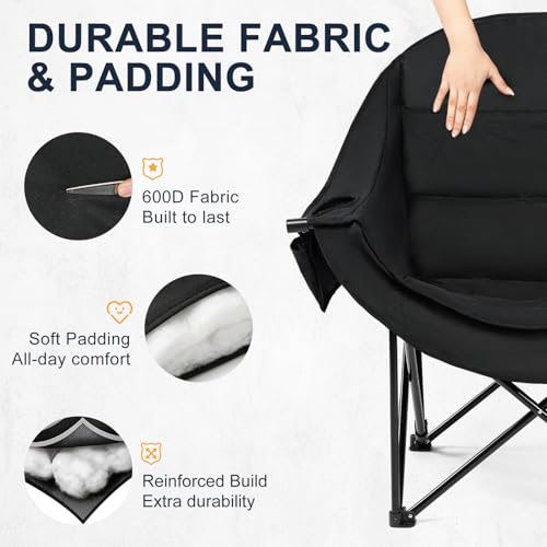 Oversized Camping Chair for Adults (Black)