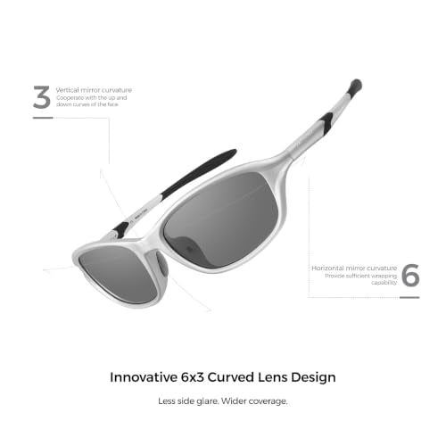 Cat Eye Polarized Wrap Around Sports Sunglasses for Men Women UV400 Protection Running Cycling Mountain Bike Baseball Sun Glasses (Matte Silver 1010)