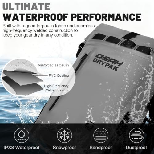 Waterproof Dry Bag Backpack 25L (Grey / 55L)