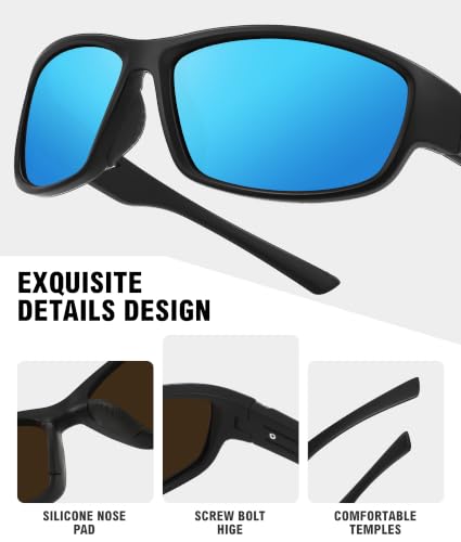 Sports Sunglasses for Men Women Polarized Classic Wrap Around Driving Cycling Golf Fishing Sun Glasses UV Protection
