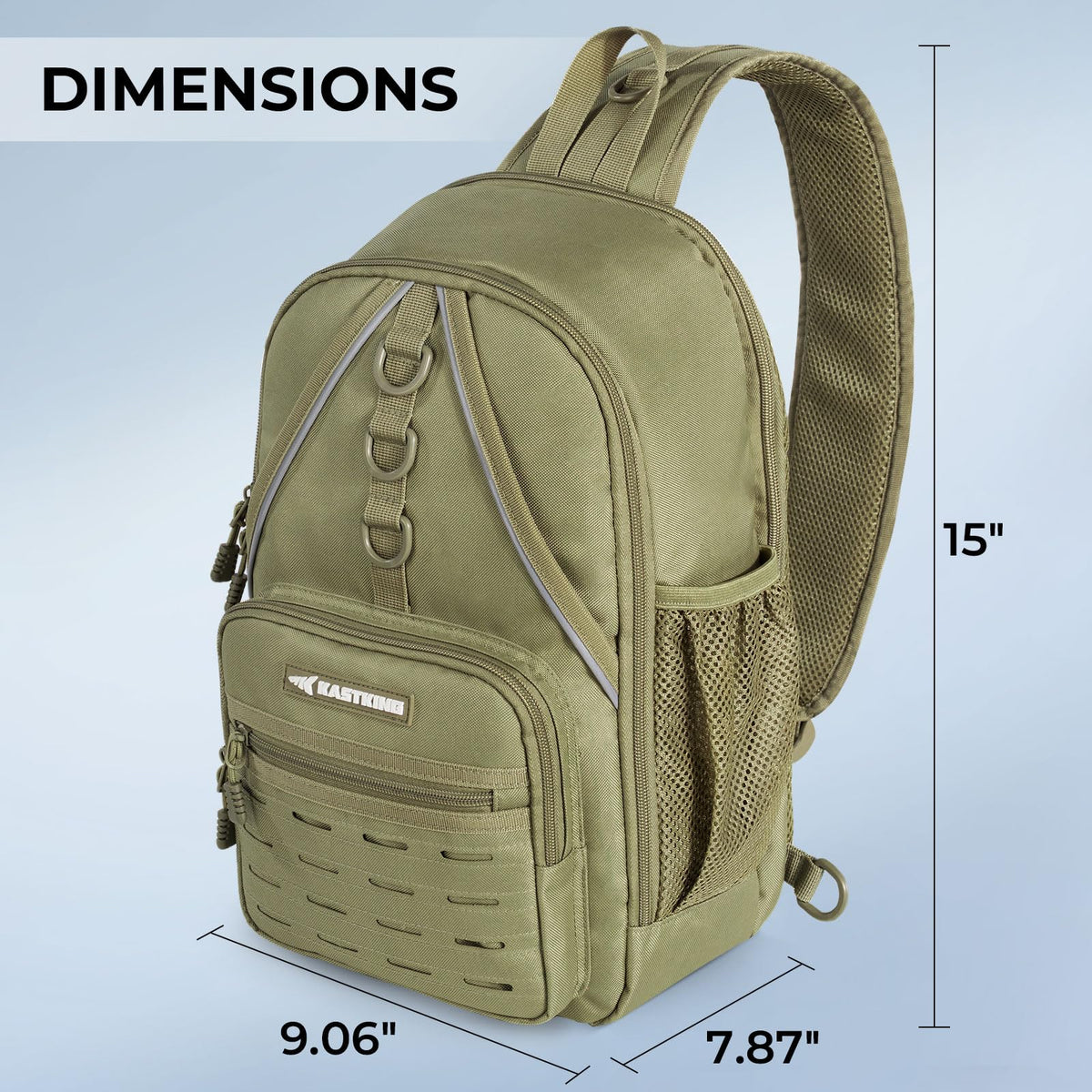 Karryall Fishing Sling Bag With Rod Holder (C: Khaki)
