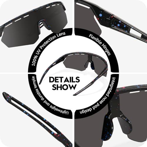 Kids Sunglasses Youth Baseball Sun Glasses for Boys Girls Cycling Sports UV400 Protection Goggles Ages 3