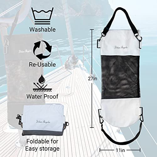 Portable Mesh Trash Bag for Boat (White)