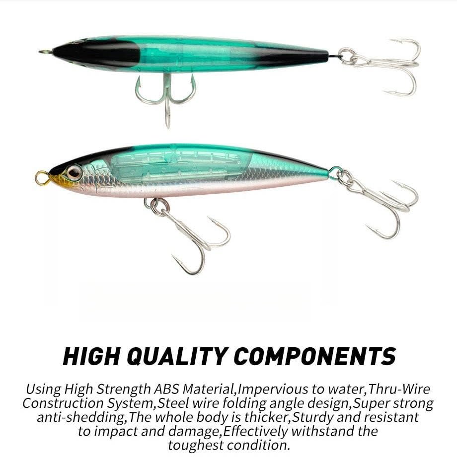 Floating Minnow Sinking Pencil Topwater Lure with Internal Flash Spinner
