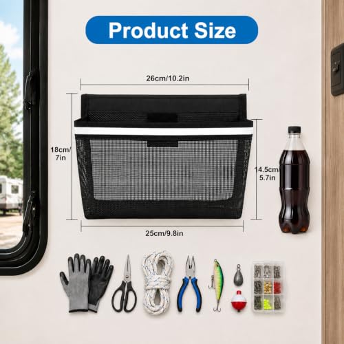 3PCS Boat Storage Mesh Bag (black-L)