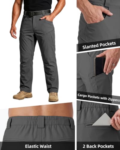 Men's Tactical Pants Ripstop Cargo Hiking Work Pants Dark Grey XXL (XX-Large / Dark Grey)