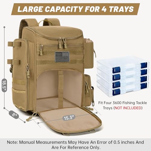 40L Tackle Fishing Backpack with 2 Rod Holders (Khaki)
