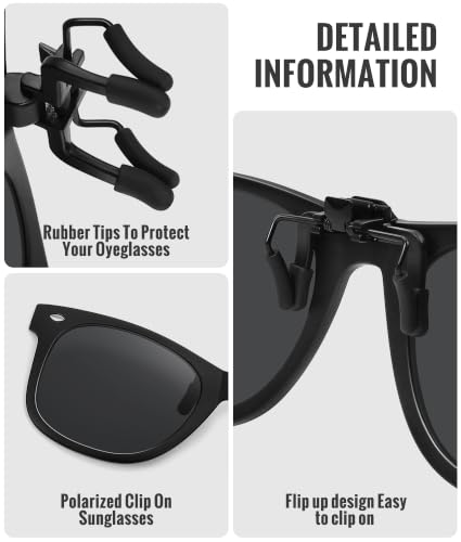 Polarized Clip On Sunglasses for Men Women (3pack-balck+blue Mirrored+yellow)