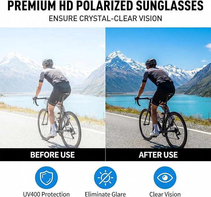 Polarized Sports Sunglasses for Men Women with UV400 Protection