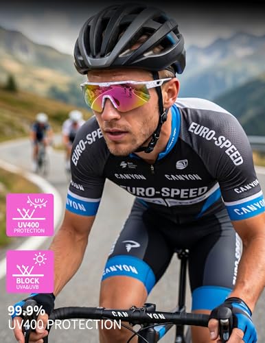 Cycling Sunglasses for Men Women (White Pink)