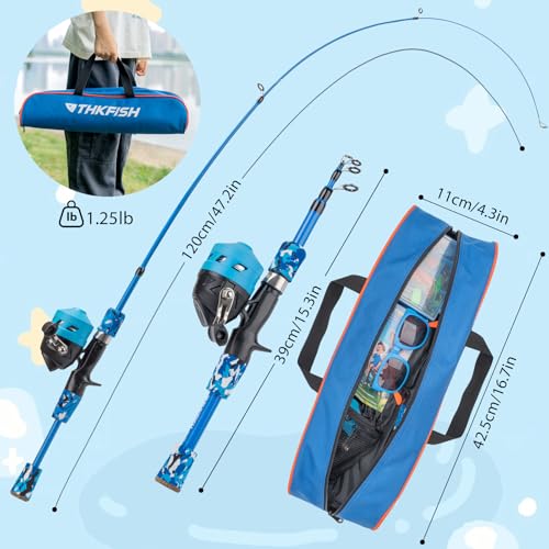 Kids Fishing Pole 2 Set (2 Pack(Pink+Blue) Pole Set with Sunglasses / 1.2M 3.9FT)
