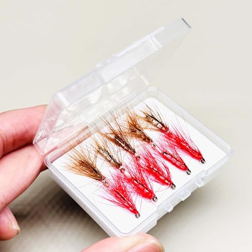 10Pieces Fly Fishing Flies Lure Artificial Insects Winged Caddis (Brown&Red)