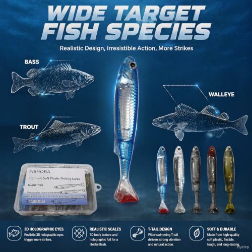 20PCS Soft Plastic Fishing Lures (5 color sets / 3.15 in/0.11oz (20 pcs))