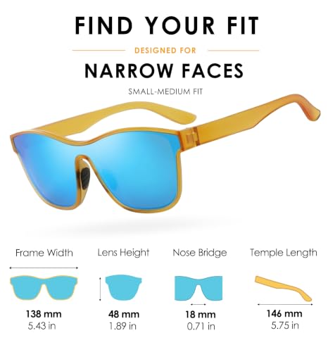 Polarized Sunglasses for Men and Women (C03- Frame: Matte Orange / Lens: Ice Blue Mirror)
