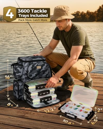 Pro Fishing Backpack with 4 Tackle Boxes