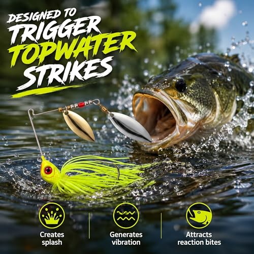 Fishing Spinner Lures (multi color 4pk(2 yellow, white, blue))