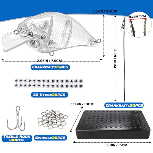 15PC Unpainted Fishing Lures Kit