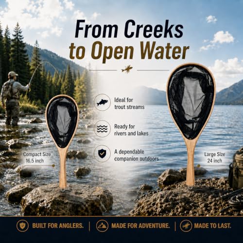 Handmade Ultralight Wood Landing Nets for Flying Fishing