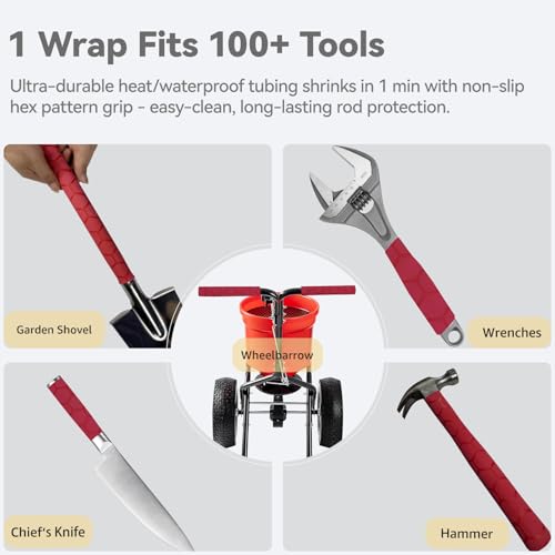 Hex Pattern Heat Shrink Wrap for Fishing Rod Grip (25mm dia. x 5.25 ft long / Red)