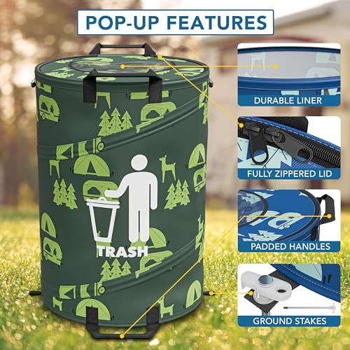 30 Gallon Collapsible Pop (1 Trash Can & 1 Recycling Can)