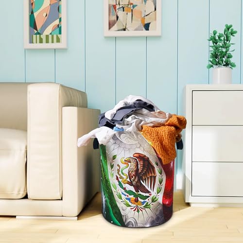 Flag Of Mexico Laundry Basket Foldable Oxford Cloth Hamper 18.9 x 16.5 Inch (Flag Of Mexico)
