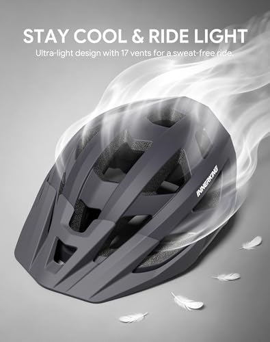 Adult Bike Helmet Rear Light & OTG Magnetic Goggles for Men Women (Grey / Large)