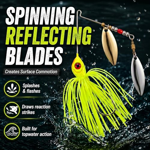 Fishing Spinner Lures (multi color 4pk(2 yellow, white, blue))