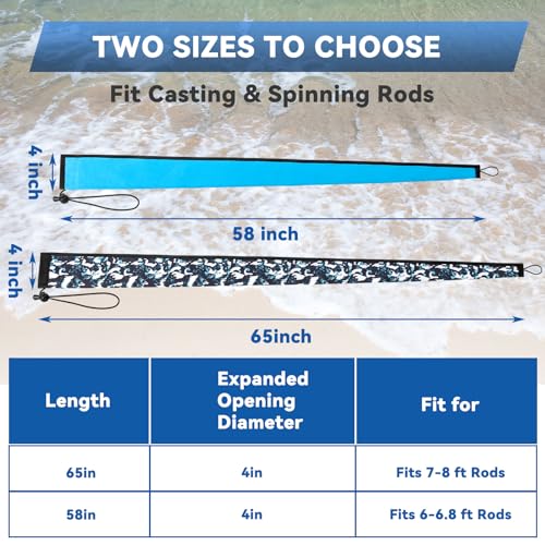 12 Pack Neoprene Fishing Rod Sleeves (65",58" / Solid Color)