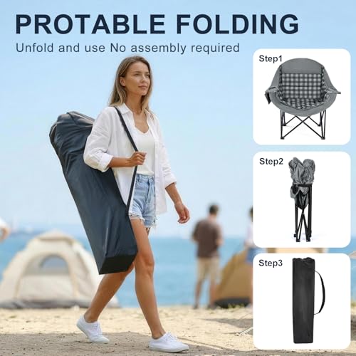 Oversized Camping Chair for Adults (Plaid)