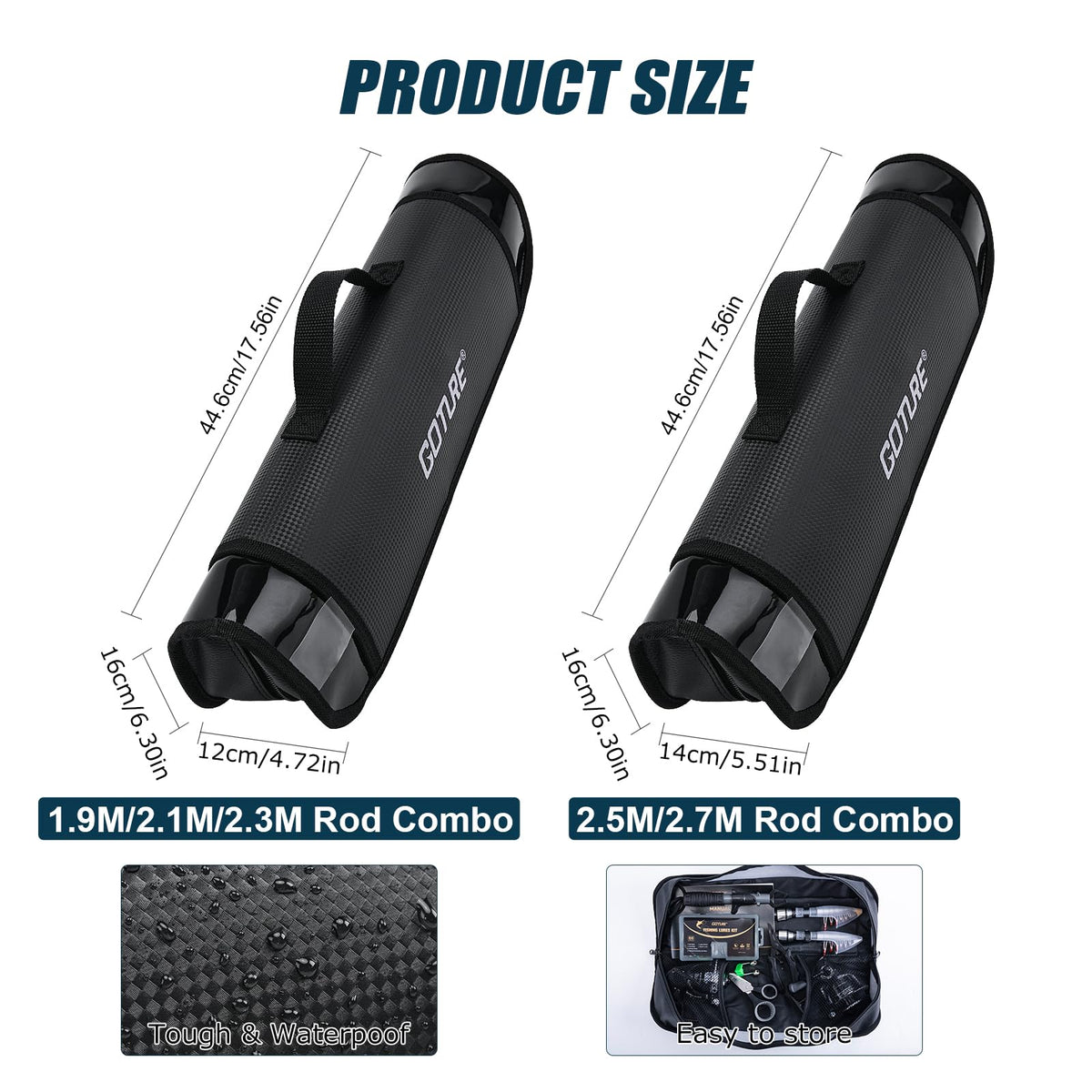 2 Pack Fishing Rod and Reel Combo with Carrier Bag (B1 / 6.2 FT)