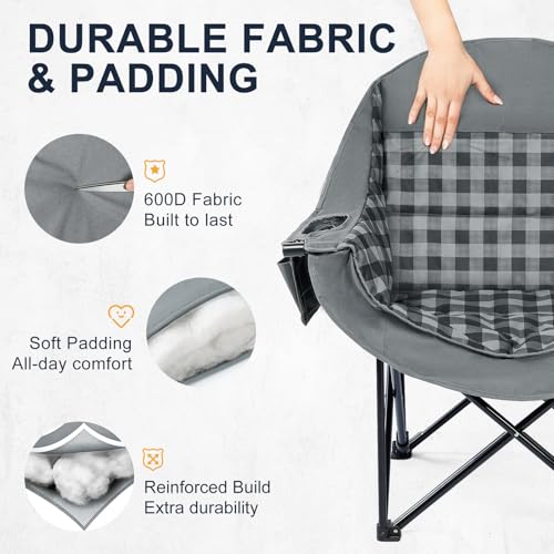 Oversized Camping Chairs 2 Pack (Plaid-2 Pack)