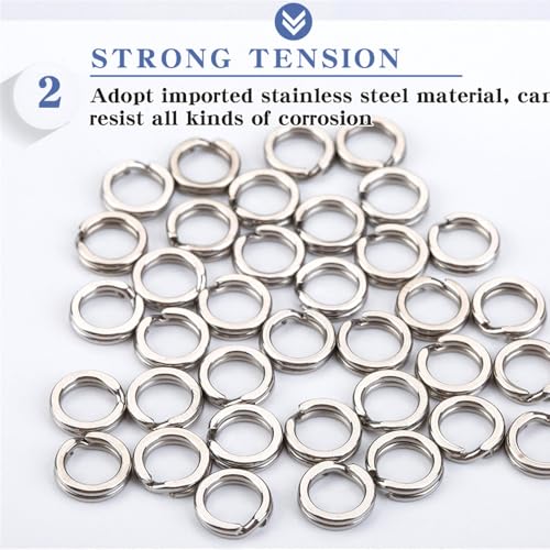 200PCS Heavy Duty Stainless Steel Split Rings Double Fishing Lure Rings (Silver)