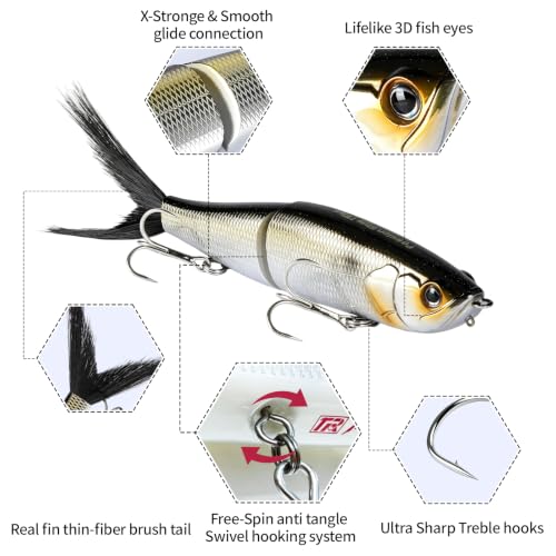 7in Glidebait with Brush Tail (GOLDEN SHAD)