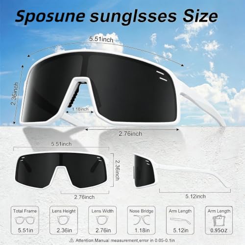 Sunglasses for Men Women (White &Gray Lens)