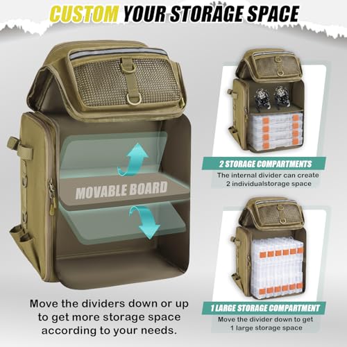 Fishing Backpack 45L with Rod Holders (Brown)