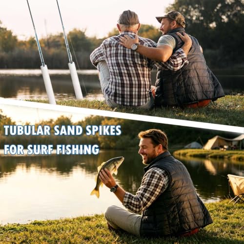 4 Pack 27in Tubular Sand Spikes for Surf Fishing PVC Surf Shore and Beach Fishing Rod Holder Sand Spike for Beaches (White / 27in Grooves)