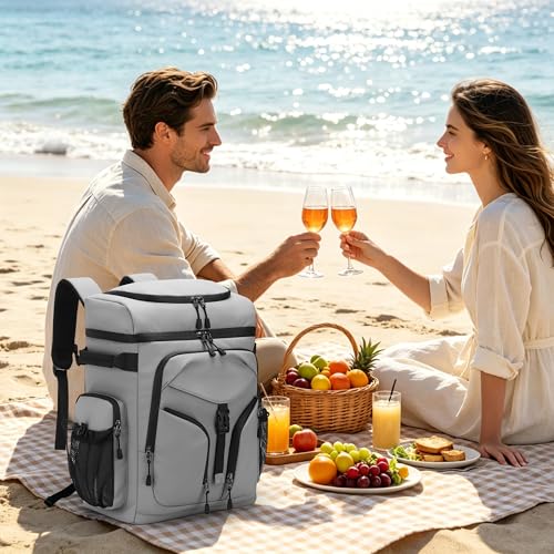 48 Can Large Insulated Cooler Backpack (Grey)