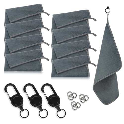 3 Pack Mixed Color Fishing Towels with Clip & Zinger Retractor