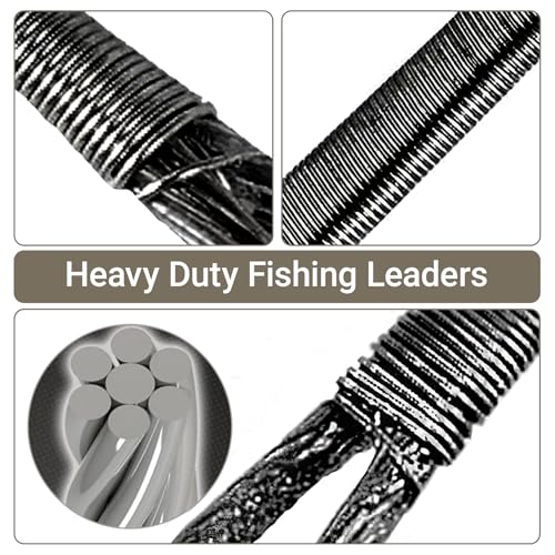 Steel Wire Fishing Leader Lure Stainless Snap Fishing Leaders Freshwater Saltwater Swivel Leader Wire Strong Black Nickel
